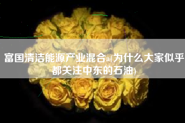 富国清洁能源产业混合a(为什么大家似乎都关注中东的石油)