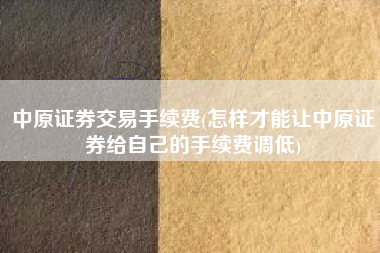 中原证券交易手续费(怎样才能让中原证券给自己的手续费调低)