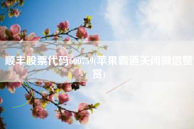 顺丰股票代码600759(苹果霸道关闭微信赞赏)