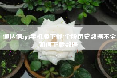 通达信app手机版下载(个股历史数据不全如何下载数据)