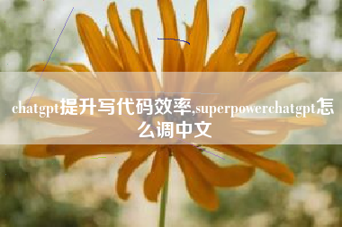 chatgpt提升写代码效率,superpowerchatgpt怎么调中文