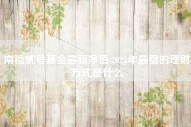 南稳贰号基金最新净值,2022年最稳的理财方式是什么