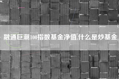融通巨潮100指数基金净值,什么是炒基金