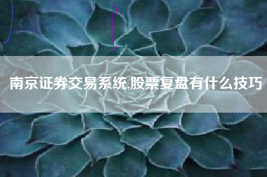 南京证券交易系统,股票复盘有什么技巧