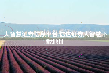 大智慧证券信息平台,信达证券大智慧下载地址