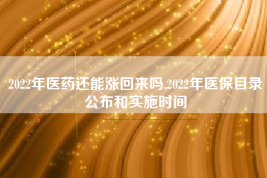 2022年医药还能涨回来吗,2022年医保目录公布和实施时间