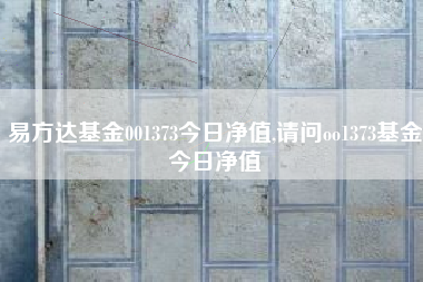 易方达基金001373今日净值,请问oo1373基金今日净值