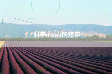 对于chatgpt的短评