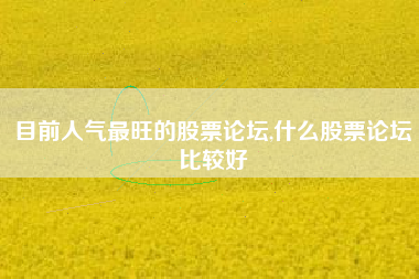 目前人气最旺的股票论坛,什么股票论坛比较好