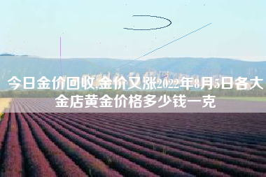 今日金价回收,金价又涨2022年8月5日各大金店黄金价格多少钱一克