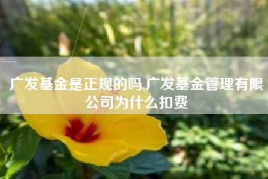 广发基金是正规的吗,广发基金管理有限公司为什么扣费