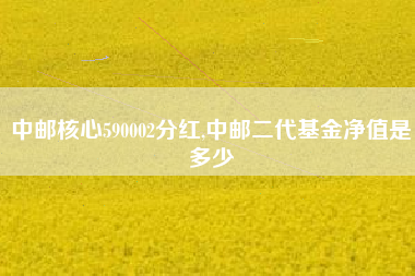 中邮核心590002分红,中邮二代基金净值是多少