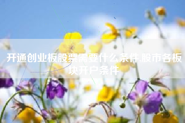 开通创业板股票需要什么条件,股市各板块开户条件