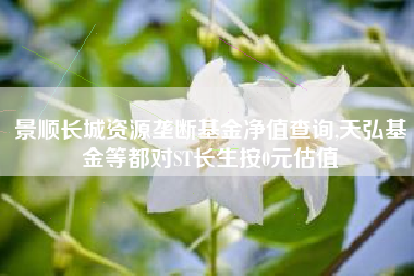 景顺长城资源垄断基金净值查询,天弘基金等都对ST长生按0元估值