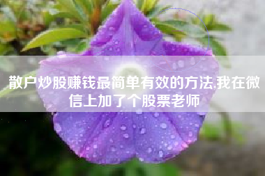 散户炒股赚钱最简单有效的方法,我在微信上加了个股票老师