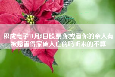 积成电子11月8日股票,你或者你的亲人有被赌害得家破人亡的吗听来的不算