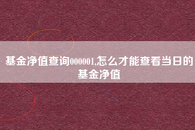 基金净值查询000001,怎么才能查看当日的基金净值