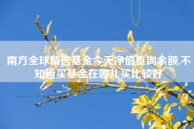 南方全球精选基金今天净值查询余额,不知道买基金在哪儿买比较好