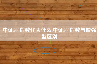 中证500指数代表什么,中证500指数与增强型区别