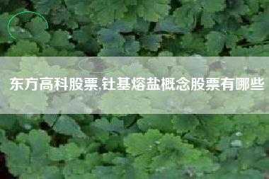 东方高科股票,钍基熔盐概念股票有哪些