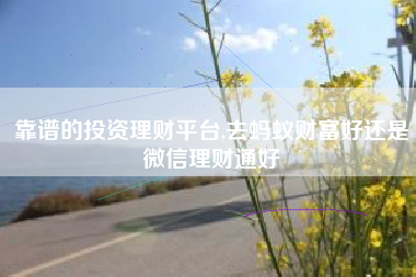 靠谱的投资理财平台,去蚂蚁财富好还是微信理财通好