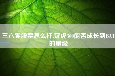 三六零股票怎么样,奇虎360能否成长到BAT的量级