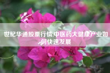 世纪华通股票行情,中医药大健康产业如何快速发展