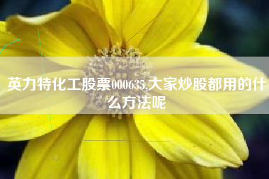 英力特化工股票000635,大家炒股都用的什么方法呢