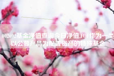 002692基金净值查询今日净值,FOF作为一类以公募产品为配置资产的特殊基金