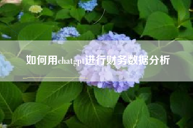 如何用chatgpt进行财务数据分析