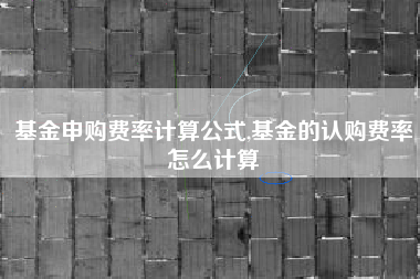 基金申购费率计算公式,基金的认购费率怎么计算