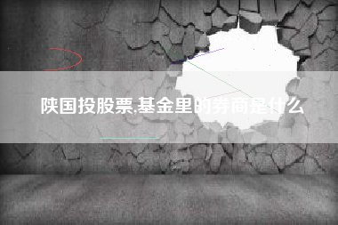 陕国投股票,基金里的券商是什么