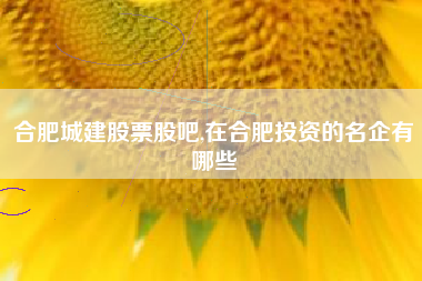 详细阅读:合肥城建股票股吧,在合肥投资的名企有哪些 合肥城建股票股吧,在合肥投资的名企有哪些