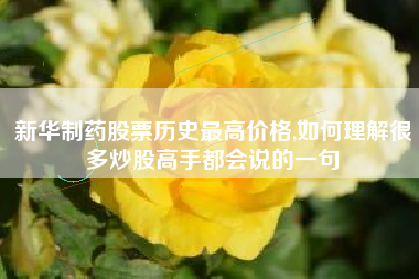 新华制药股票历史最高价格,如何理解很多炒股高手都会说的一句