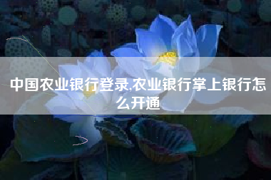 中国农业银行登录,农业银行掌上银行怎么开通