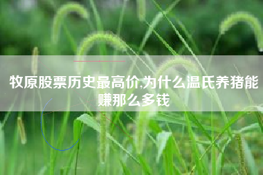 牧原股票历史最高价,为什么温氏养猪能赚那么多钱