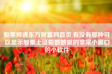 股票频道东方财富网首页,有没有那种可以显示股票上证指数数据的非常小窗口的小软件