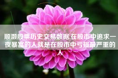 顺灏股票历史交易数据,在股市中追求一夜暴富的人就是在股市中亏损最严重的人