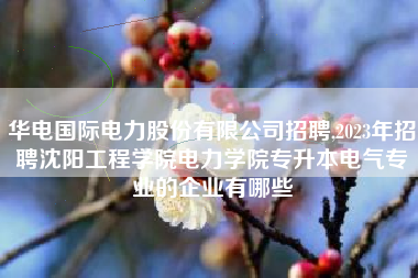 华电国际电力股份有限公司招聘,2023年招聘沈阳工程学院电力学院专升本电气专业的企业有哪些