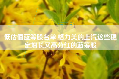 低估值蓝筹股名单,格力美的上汽这些稳定增长又高分红的蓝筹股