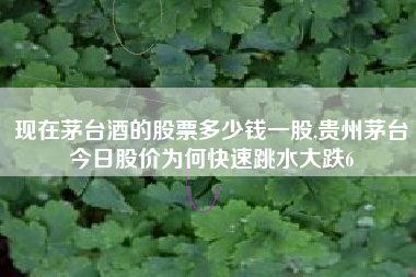 现在茅台酒的股票多少钱一股,贵州茅台今日股价为何快速跳水大跌6