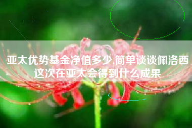 亚太优势基金净值多少,简单谈谈佩洛西这次在亚太会得到什么成果