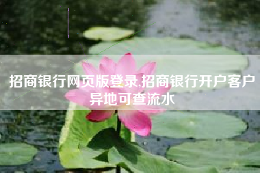 招商银行网页版登录,招商银行开户客户异地可查流水