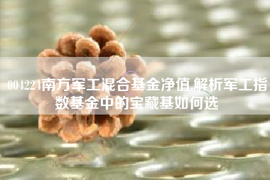004224南方军工混合基金净值,解析军工指数基金中的宝藏基如何选