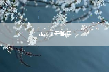 chatgpt干嘛用