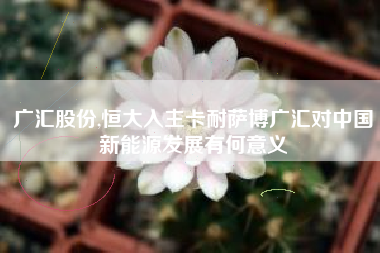 广汇股份,恒大入主卡耐萨博广汇对中国新能源发展有何意义