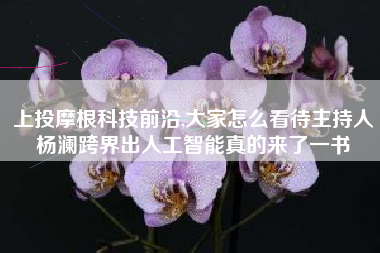 上投摩根科技前沿,大家怎么看待主持人杨澜跨界出人工智能真的来了一书