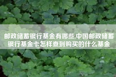 邮政储蓄银行基金有哪些,中国邮政储蓄银行基金卡怎样查到购买的什么基金