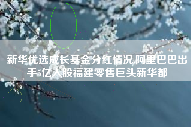 新华优选成长基金分红情况,阿里巴巴出手5亿入股福建零售巨头新华都