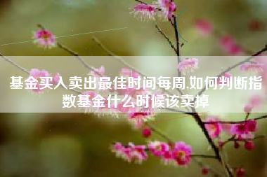 基金买入卖出最佳时间每周,如何判断指数基金什么时候该卖掉
